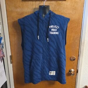 Under Armour Project Rock Rival Sleeveless Fleece Hoodie Sz XXL Blue